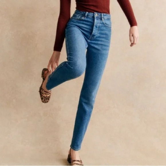 Sezane Blue Straight Leg Jeans - Picture 5 of 8